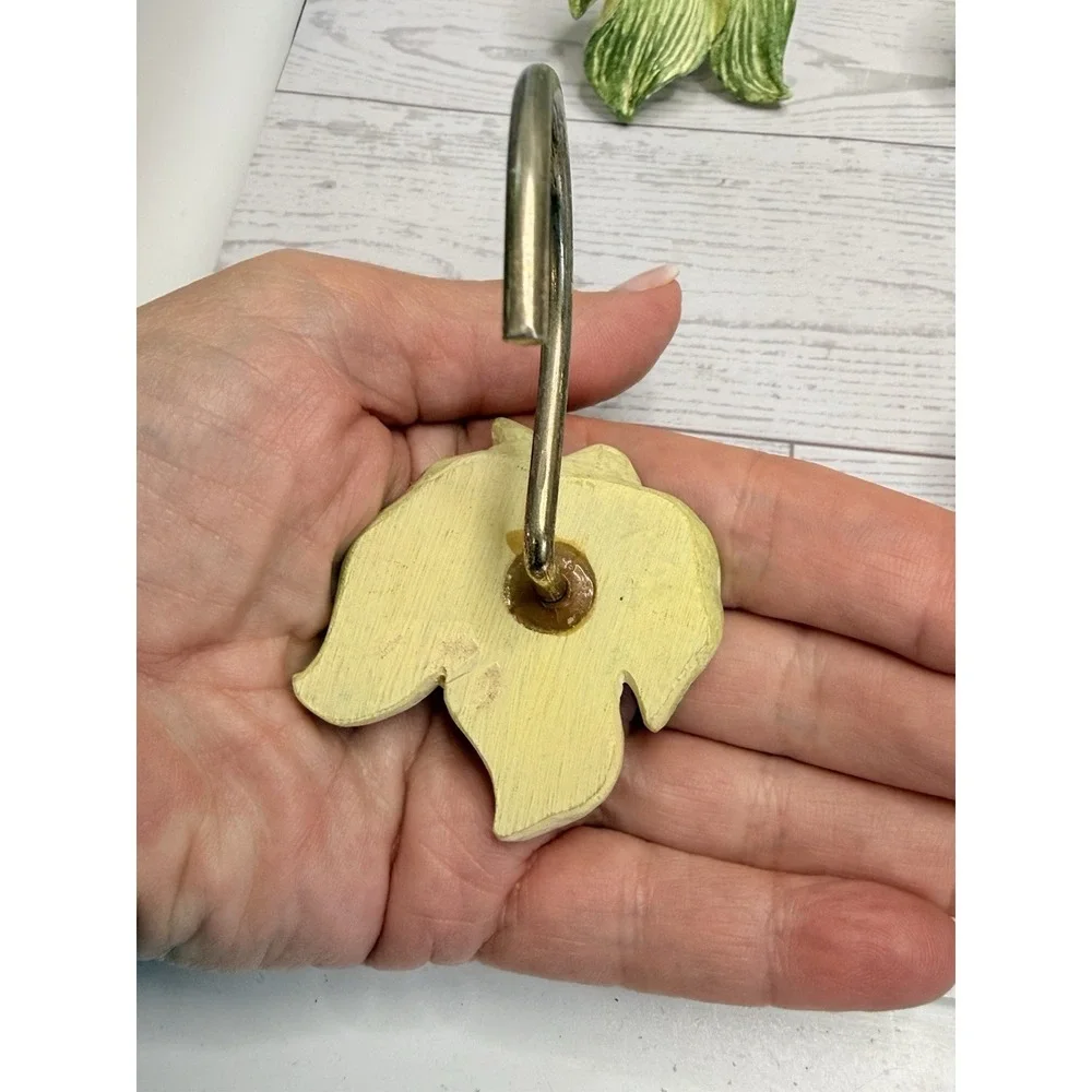 Set of 23 Green Leaves Shower Curtain Hooks Vintage Gold Tone Metal‎ Nature GUC